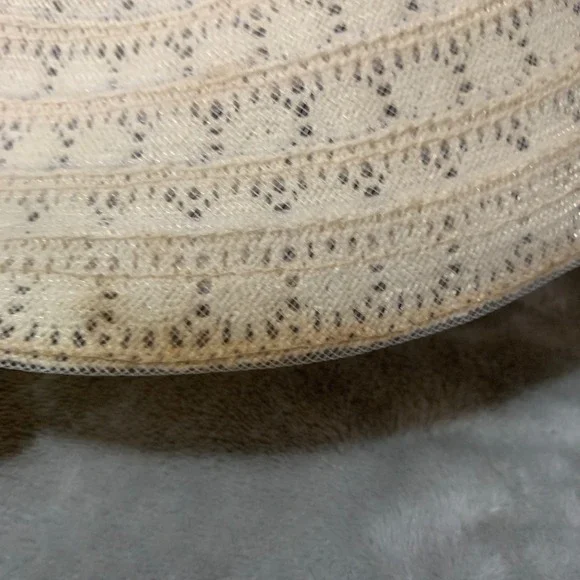 Somas Accessories Greece Beige Crochet Wide Brim Sun Hat Pearl Charm Sz 57 Lace - Picture 16 of 16
